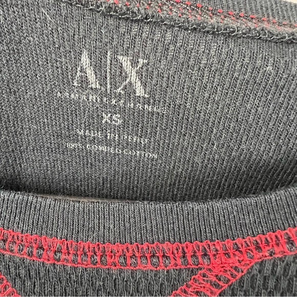 Armani Exchange Waffle Knit Black Long Sleeve Shirt Logo Size SX - Picture 5 of 7